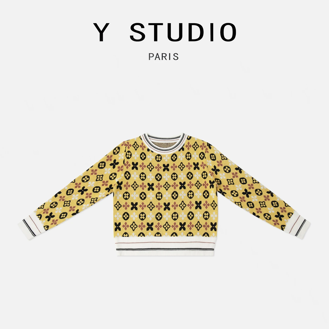 【大妮专属】（花图腾）2025秋冬设计款重工百搭时尚针织套头T恤长袖