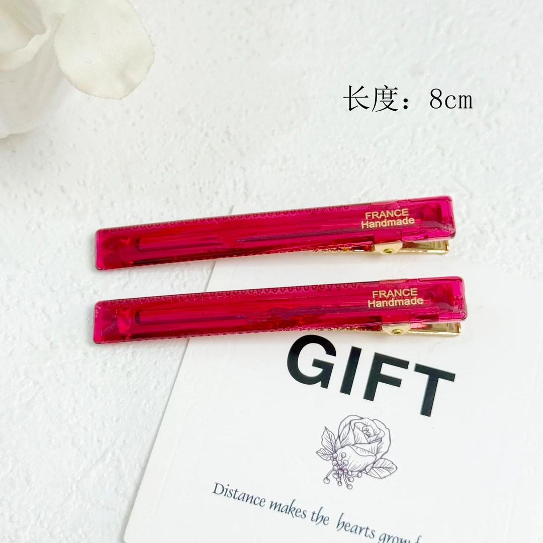 BAOSHATI/宝莎缇F-727红色醋酸百搭侧边鸭嘴夹