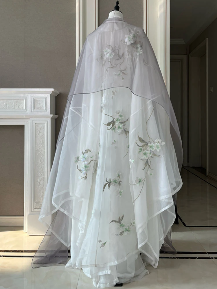 鸽饼集【梨花仙】绣花大袖衫仙气飘飘清冷风汉服齐腰仙侠风白月光