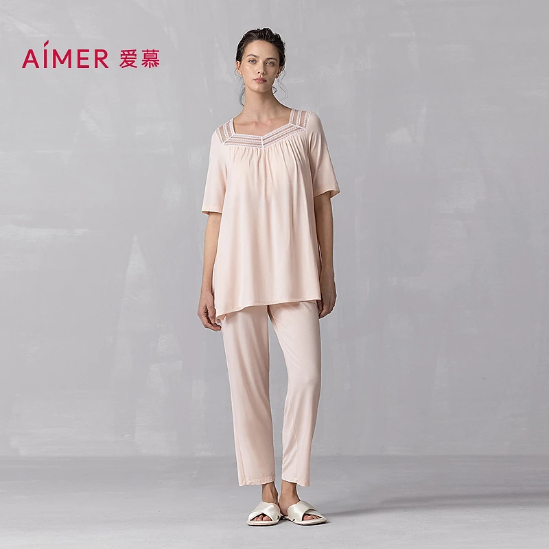 25SS沁凉家居带杯短袖九分裤分身套装AM46B111