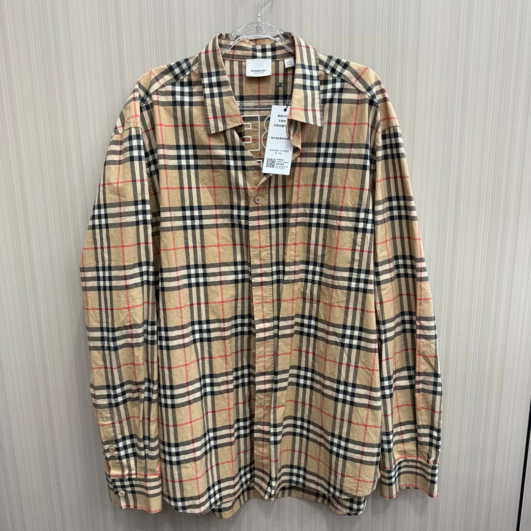 99新 BURBERRY/博柏利 格纹背后字母衬衫 尺码：xxl 10224