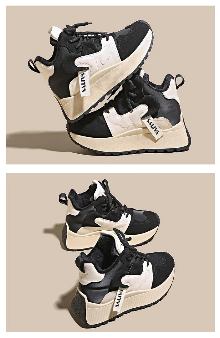 23926【新疆包邮】冬季厚底加绒保暖防滑棉鞋时尚休闲老爹鞋