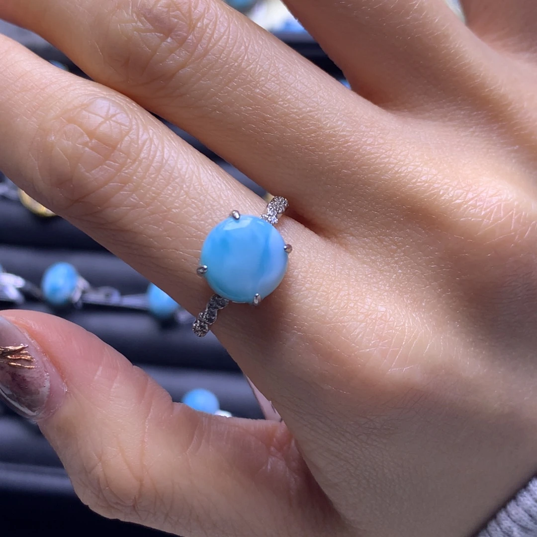 针钠钙石（海纹石）未镶嵌戒指蛋面戒指色差略异