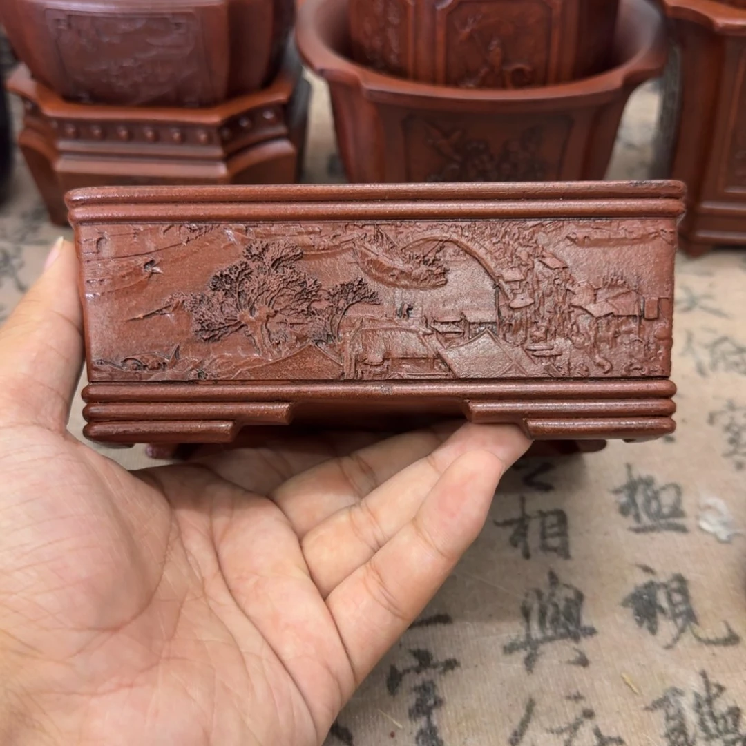 紫砂花盆14x10.5x4.8内经紫砂花盆