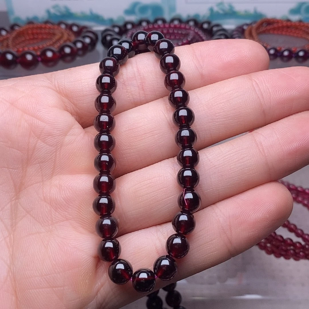 初***l手链未镶嵌石榴石卡6.6酒红全净体毕业级单圈