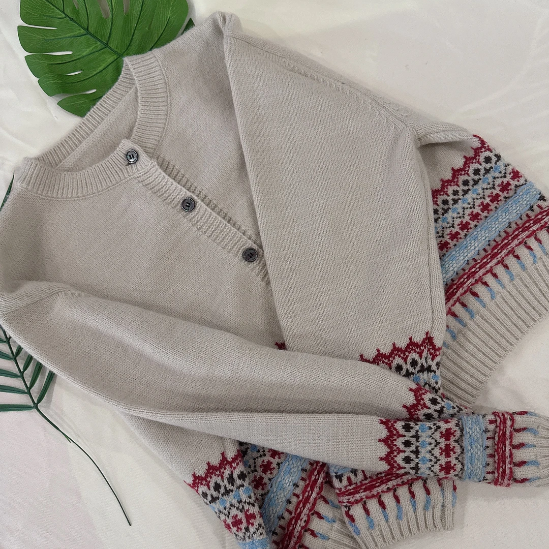 ML家提花INS风长袖春季秋季毛针织衫秋冬百搭春秋开衫上衣气质