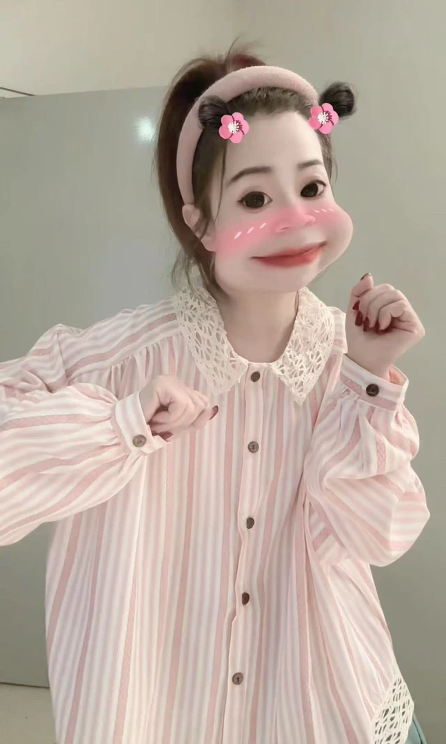 【粉白条纹】丽丽推荐 甜美风气质减龄长袖衬衫