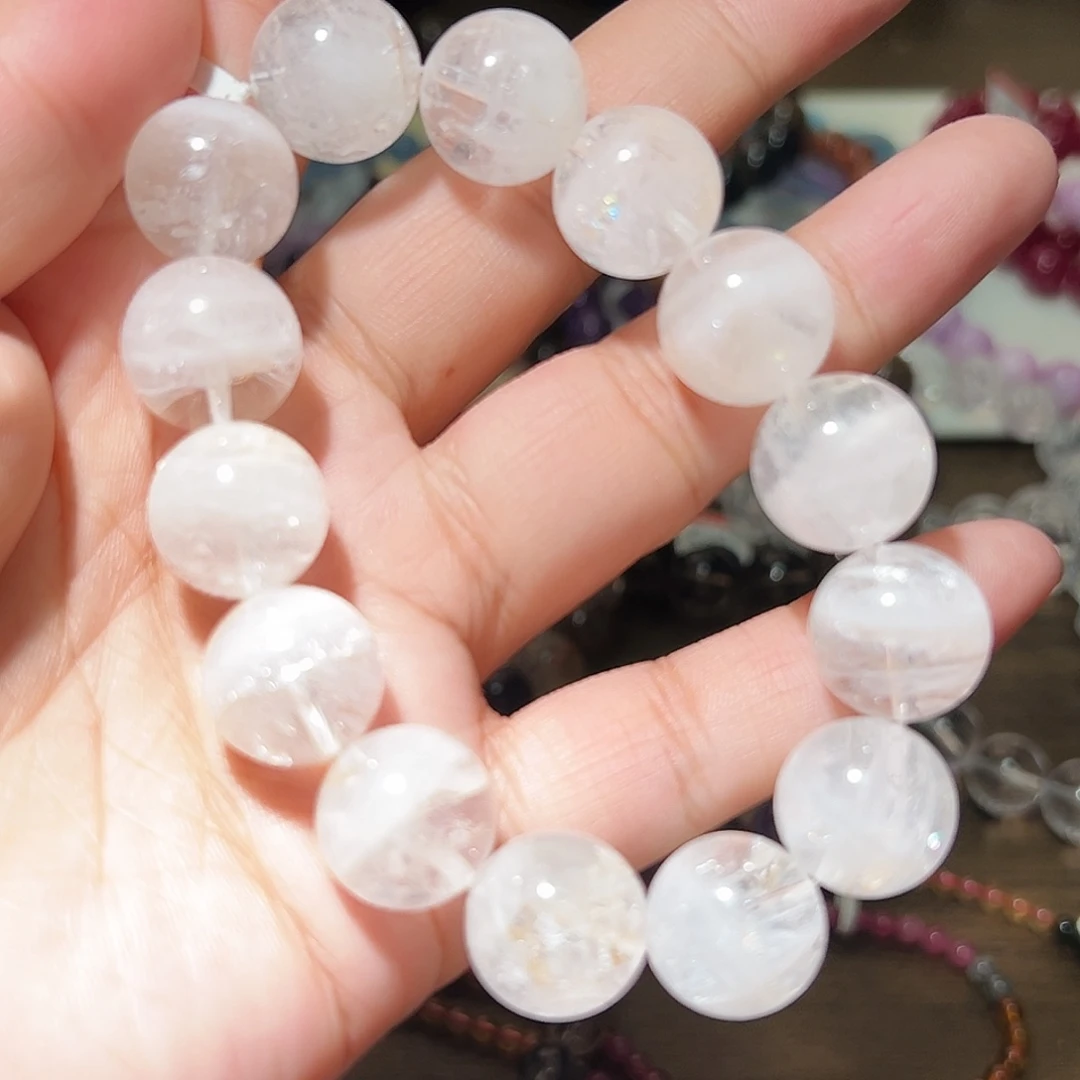 水晶手链未镶嵌喜马拉雅15毫米白幽灵聚宝盆