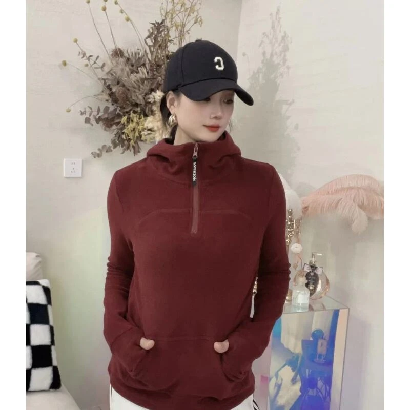 茜茜之恋 德绒 半拉链连帽卫衣