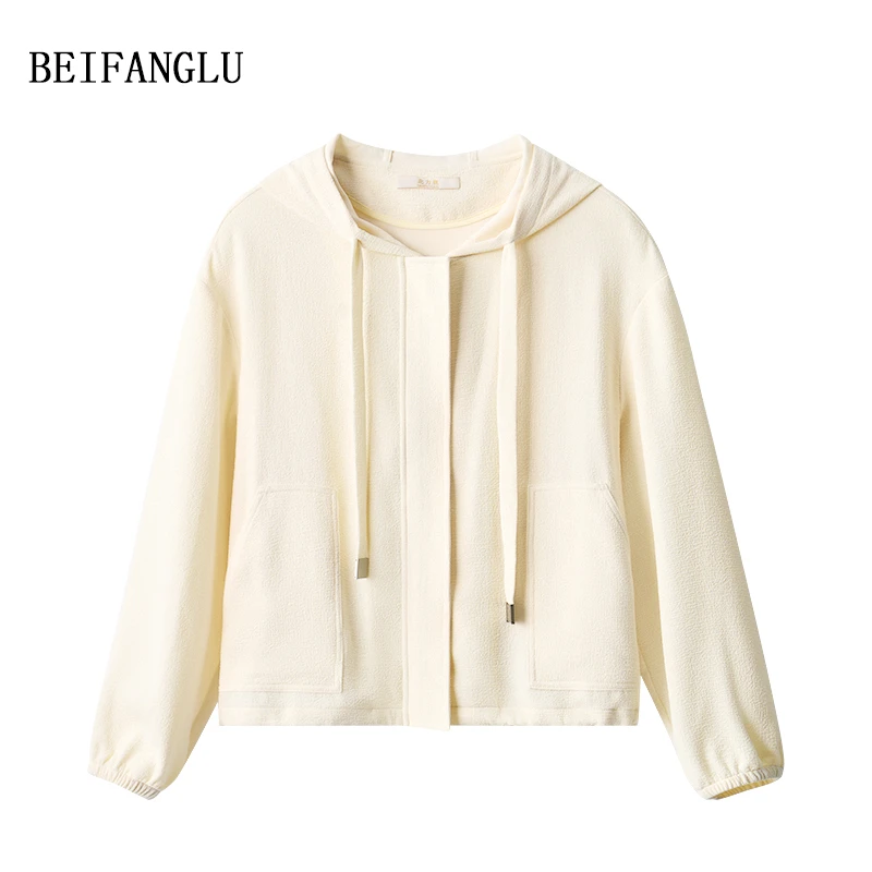 北方鹿 自带肌理感|早秋新品纯色百搭减龄连帽拉链女装外套19037