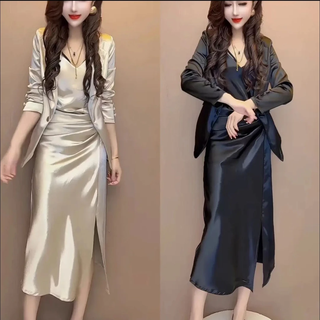 舒柔特外套时尚包臀修身长袖性感设计感春季显瘦气质网红女神开叉