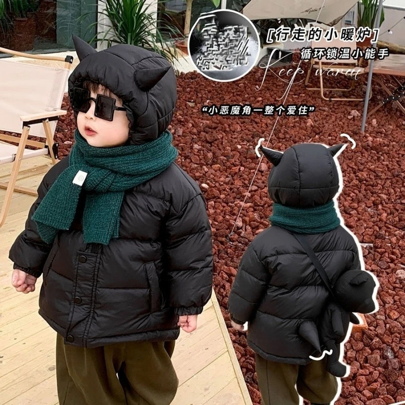 童装2025冬装新款男童小恶魔服加厚外套宝宝保暖棉衣