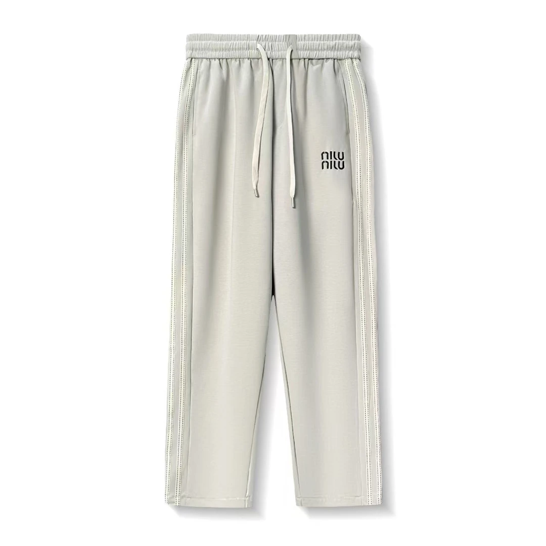 腿姐-C155-春季新款简约刺绣直筒长裤裤子