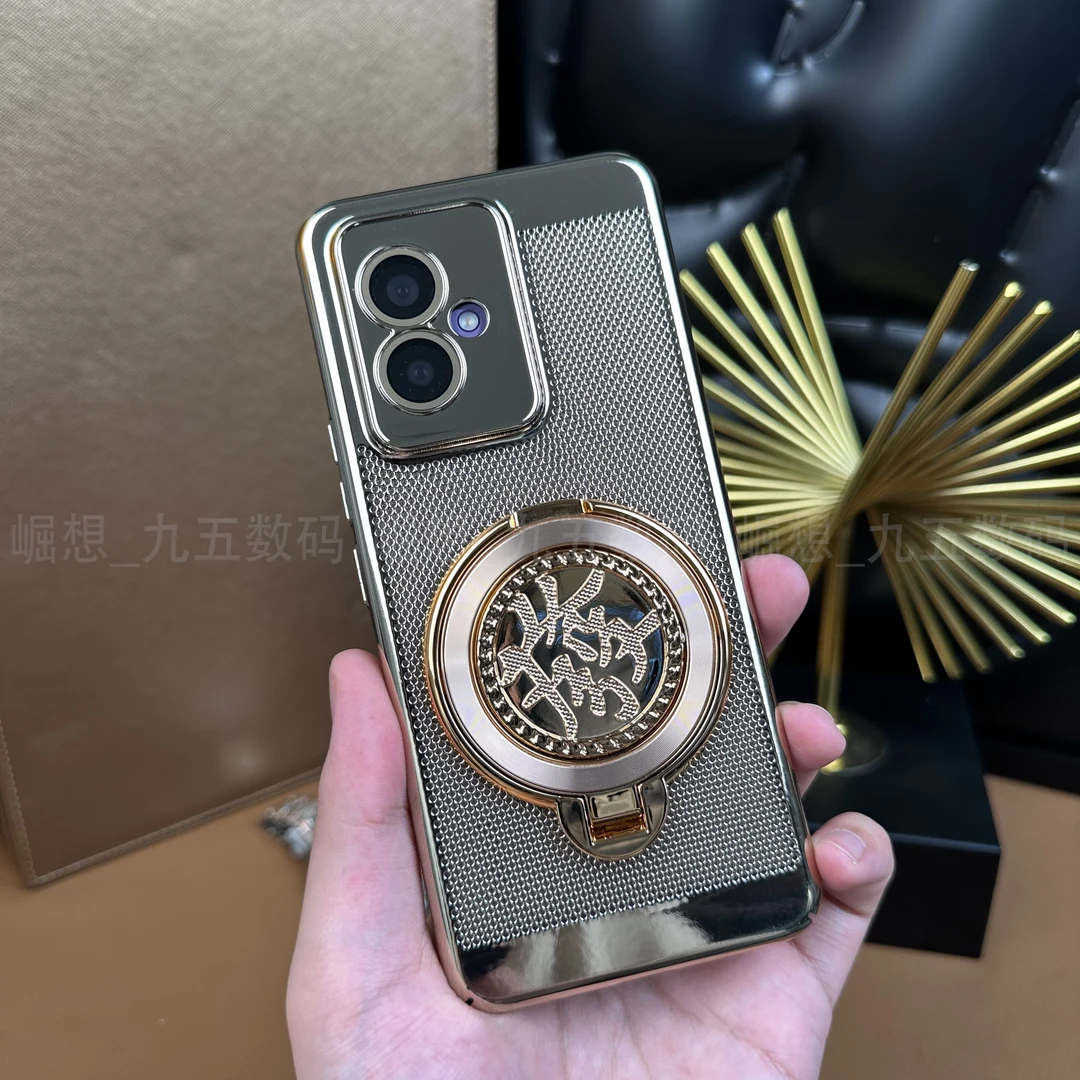 适用于荣耀100【解压支架+自带镜头膜】新年电镀發散热防摔壳