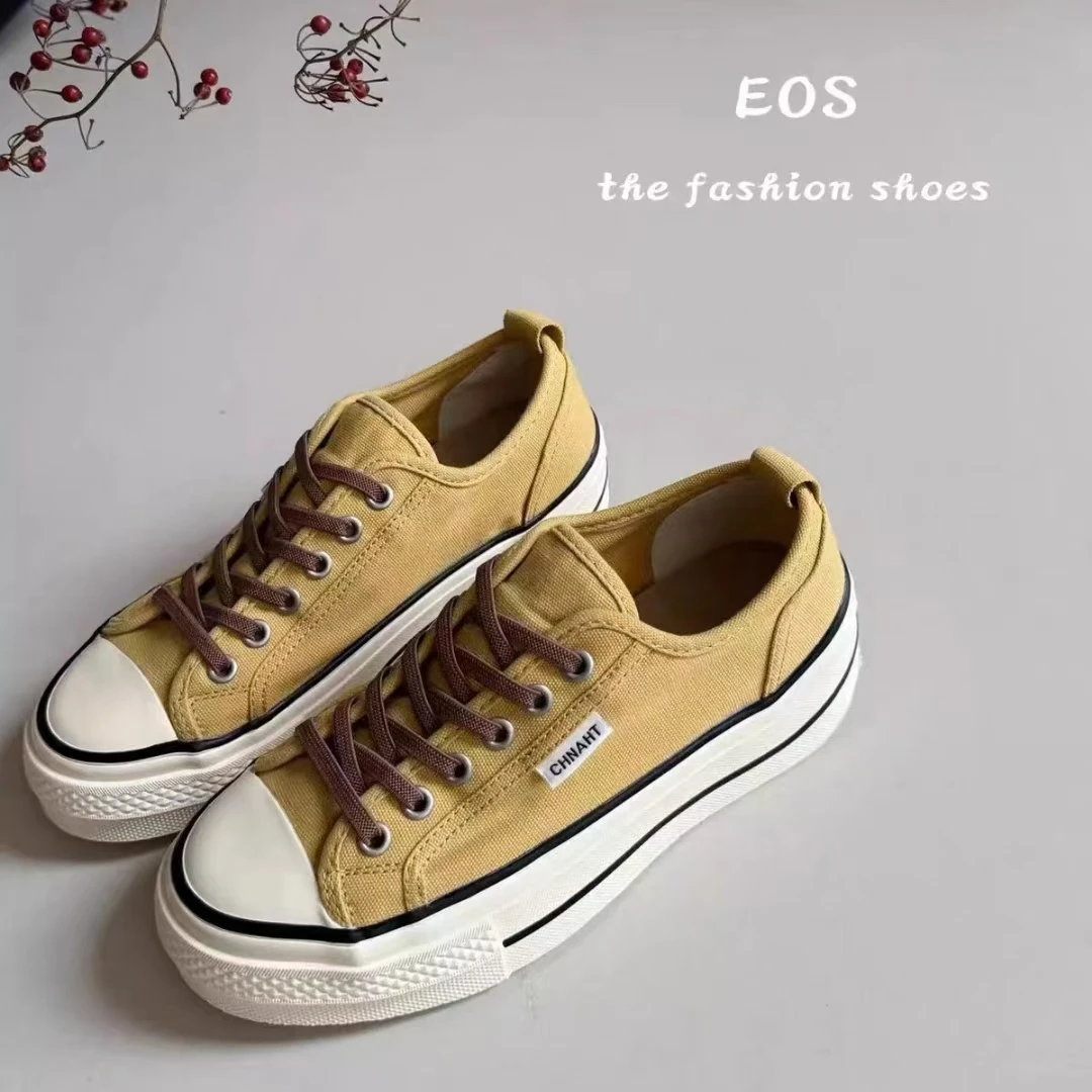 圆头厚底百搭帆布鞋