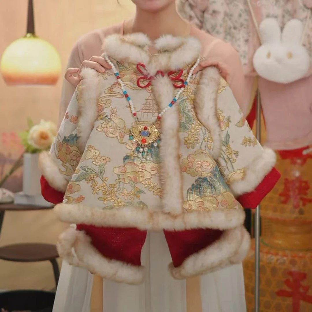 2025冬季儿童拜年服周岁服喜庆洋气百搭时尚日常穿搭加绒加厚夹棉