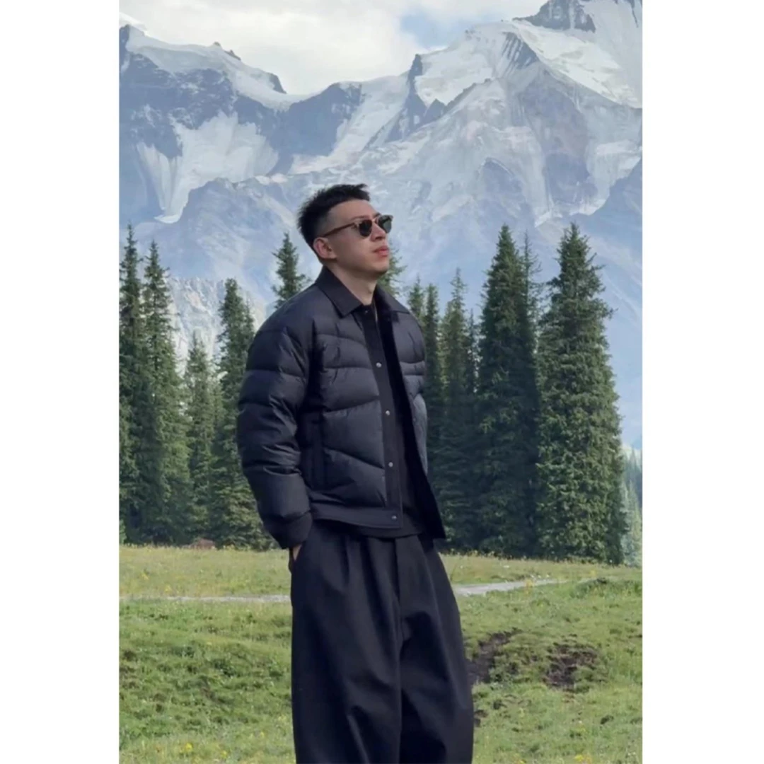 白鸭绒外套男冬季新款cleanfit潮牌美式高级感痞帅百搭翻领羽绒服