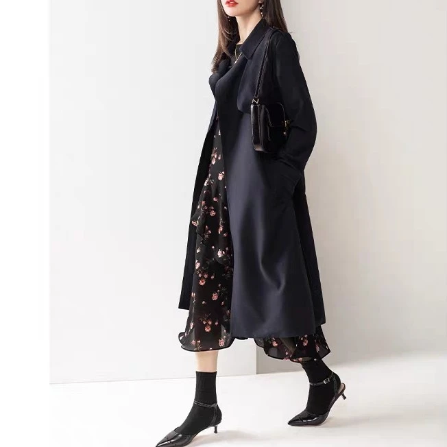 复古气质风衣女中长款高端英伦风外套秋季设计感大衣