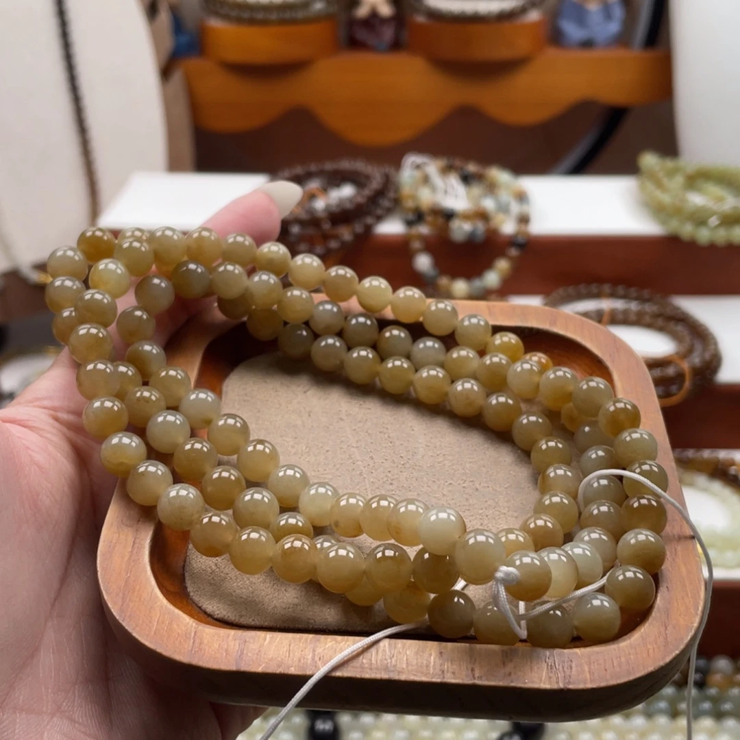 和田玉未镶嵌毛衣链珠串8mm