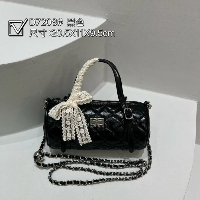 【初阳甄选】ZT-D7208-黑色单根纯色见外包装单肩法式斜挎女包