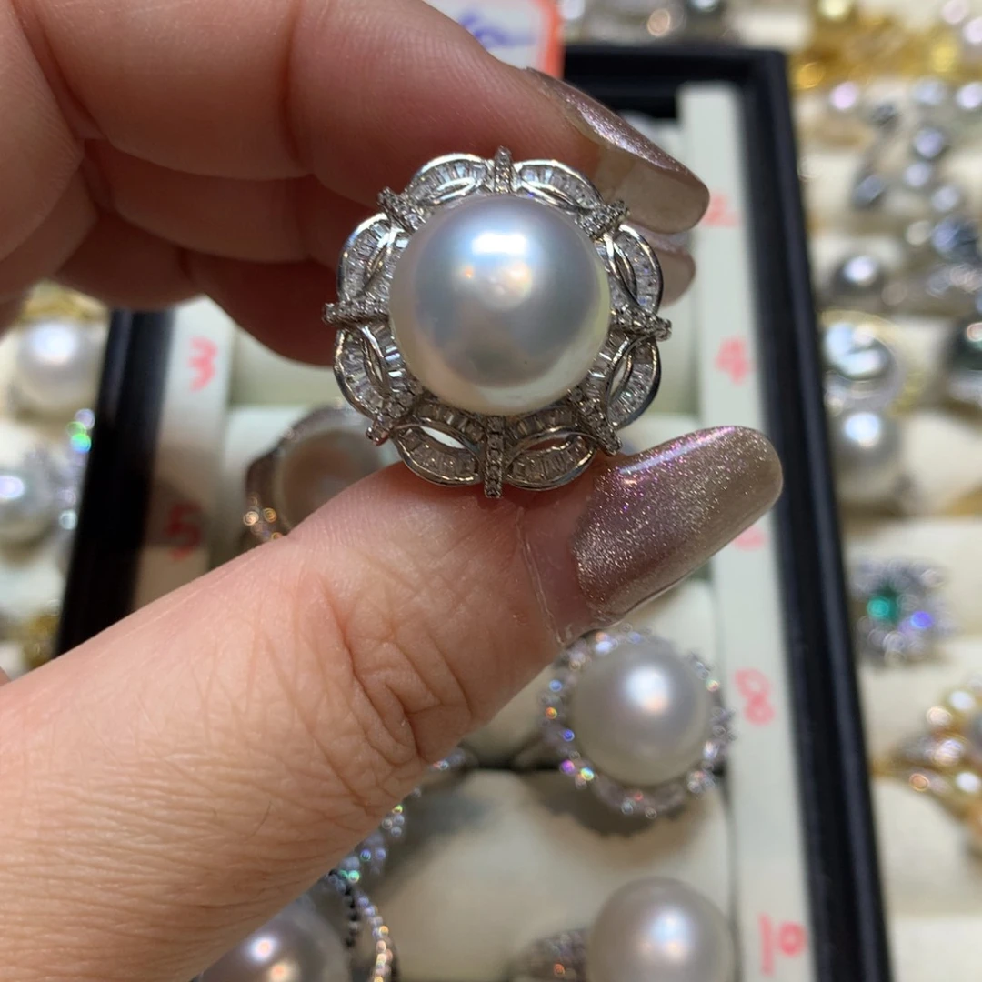 海水珍珠戒指银S925镶嵌