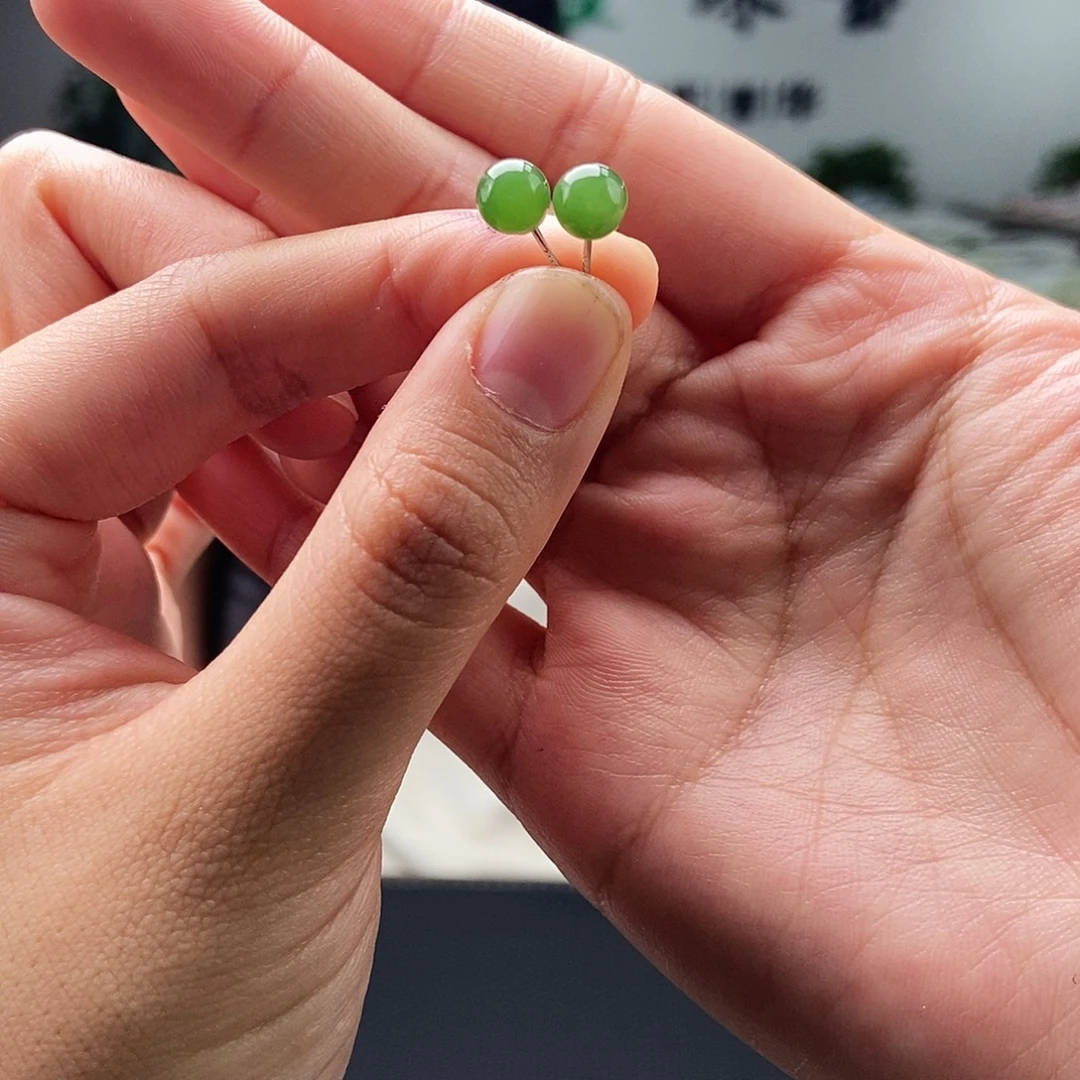 和田玉银S925镶嵌耳饰颜色多样性发拍一发一