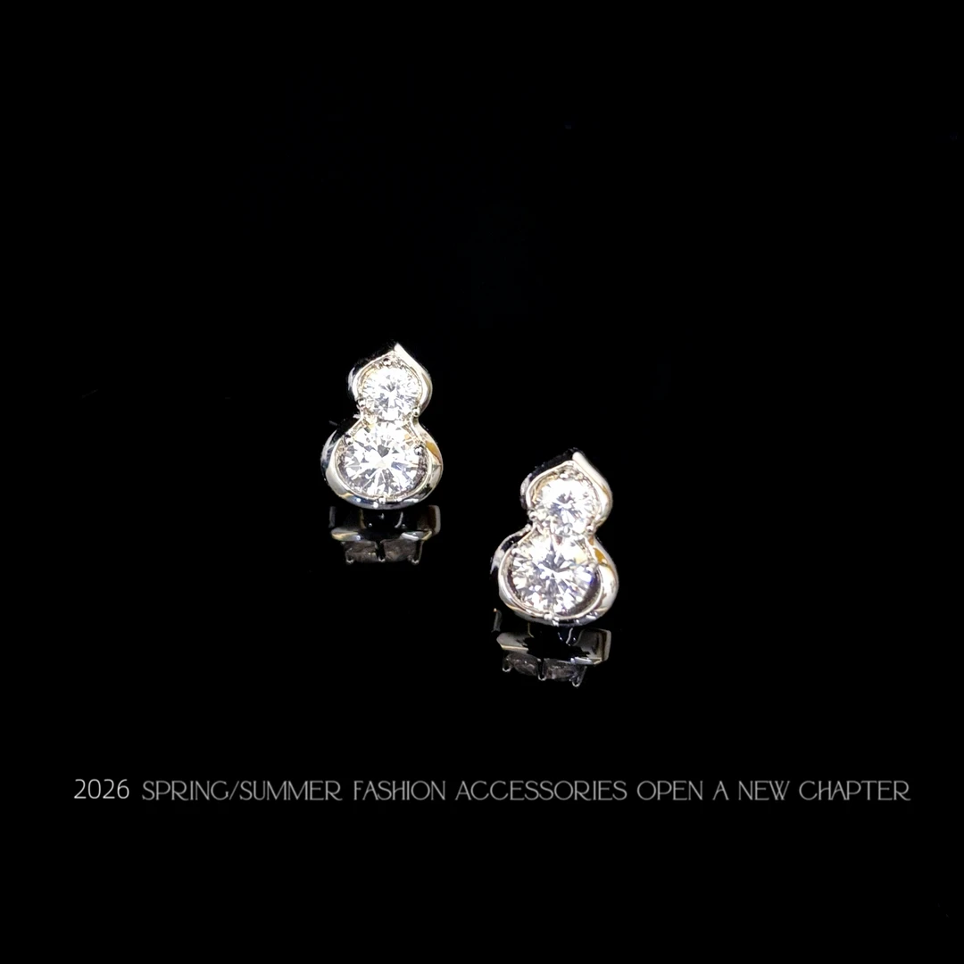 铜合金耳饰 镀白金 2026款G2065【星凝葫韵】BOBAOLI 耳钉