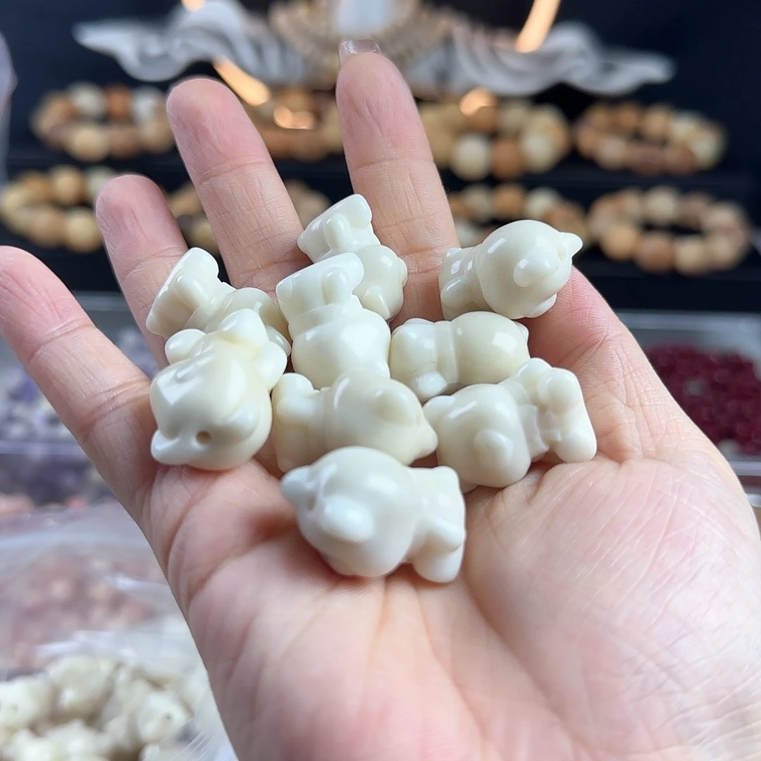 菩提根/象牙果手串瑕疵牙果爱心熊5颗不挑瑕疵有裂介意勿拍