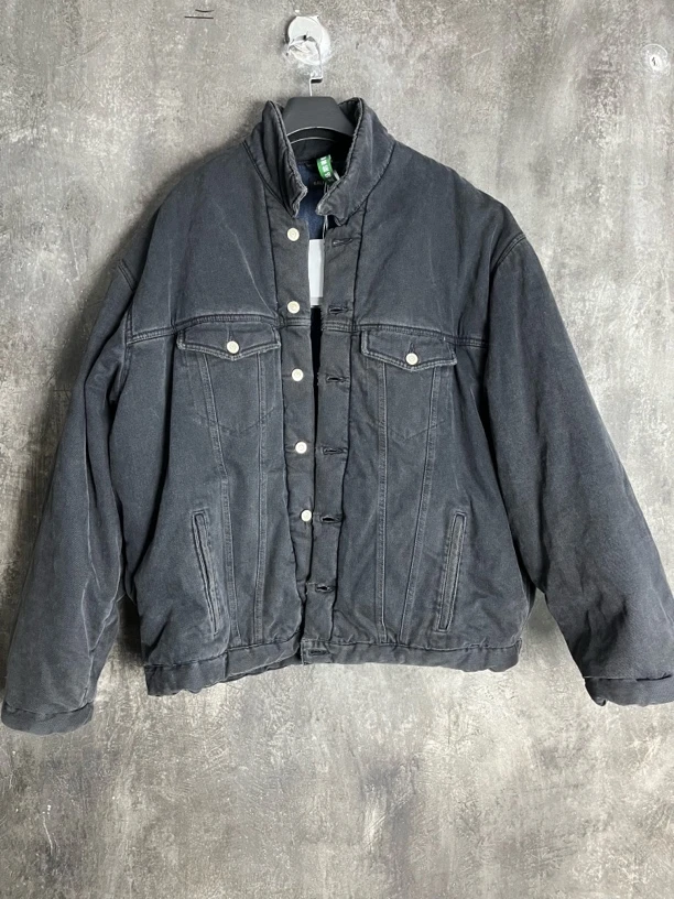 全新未使用 Balenciaga/巴黎世家 水洗黑大廓形棉服/00217