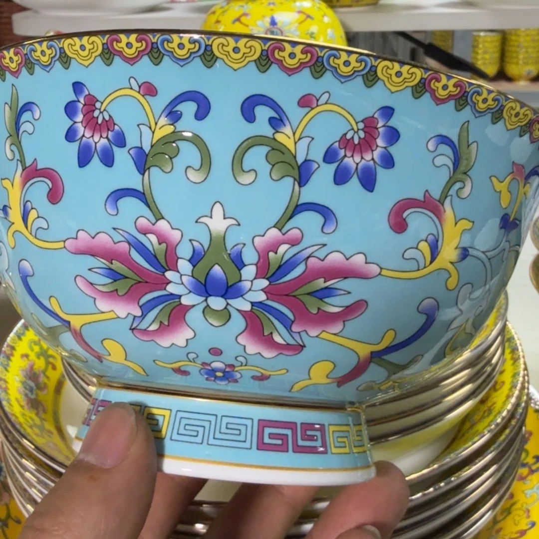 阳***回景德镇珐琅彩餐具