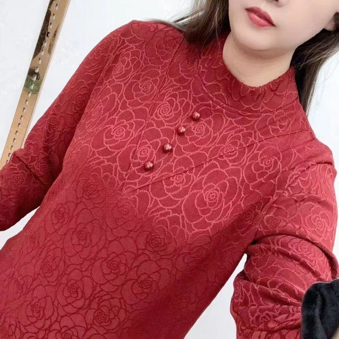 C620#时尚半高领提花打底衫（3XL.100~130斤）
