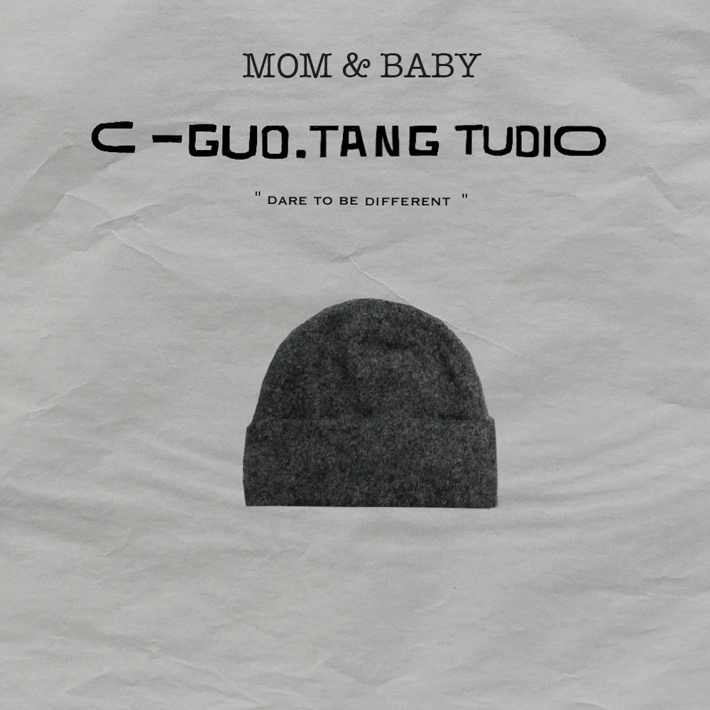C-Guo.Tang Studio原创100羊毛保暖游尔滨针织可亲子大童毛线帽