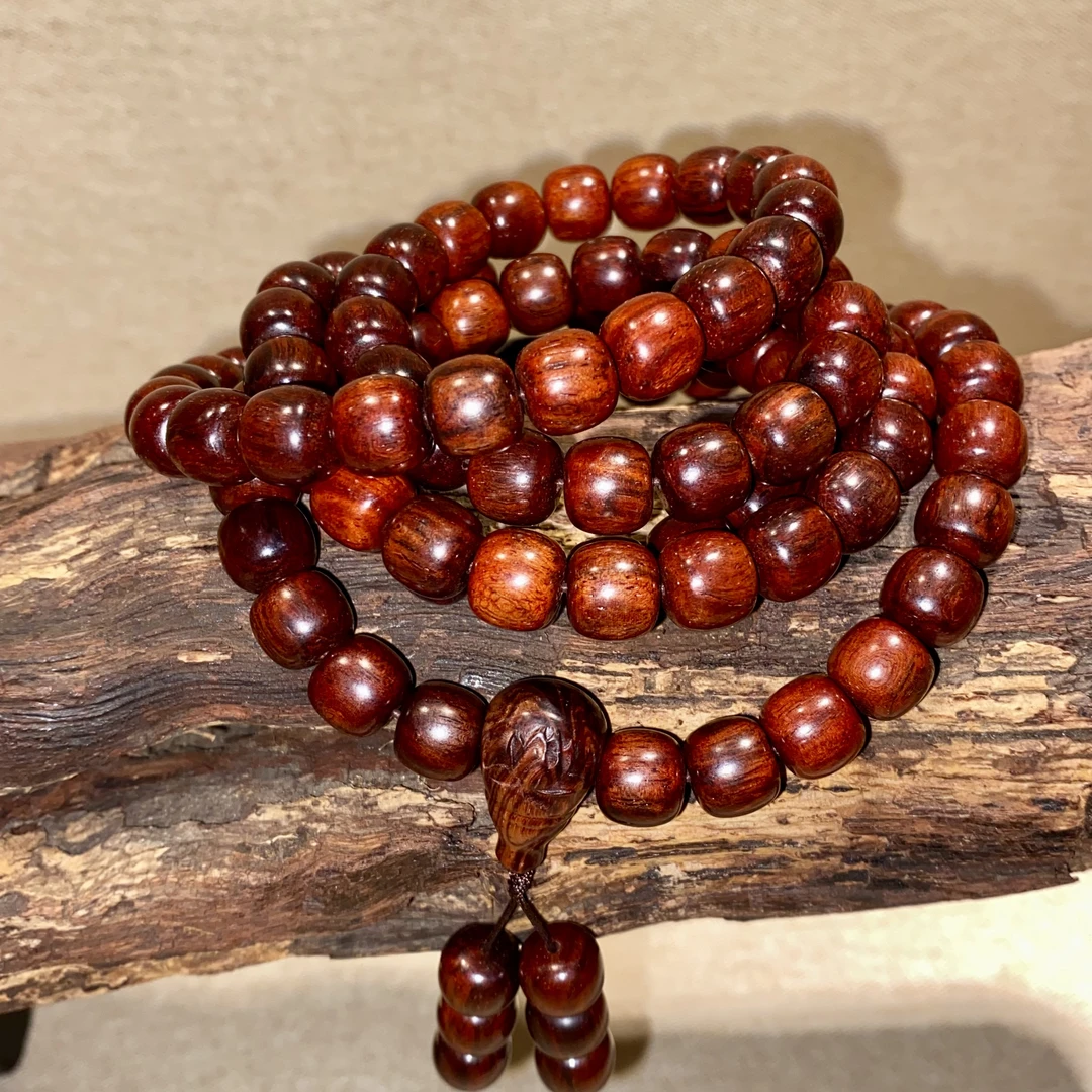 【美比】海南花梨公红降10*11*108老型珠多圈手串手链