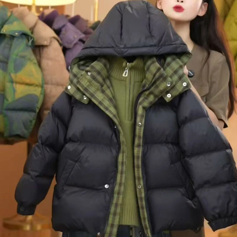 男童冬装羽绒棉新款棉衣男孩加厚外套格子帅气儿童冬季羽绒棉服