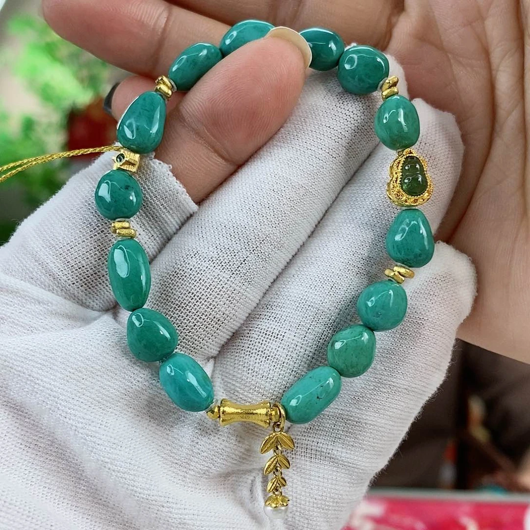 绿松石珠宝奇石18K金镶嵌