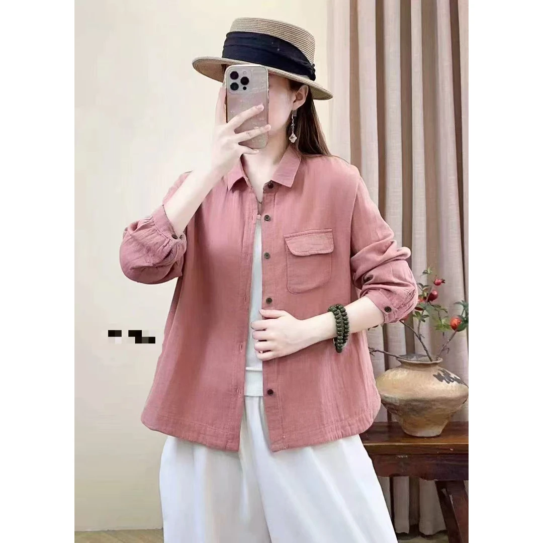 110双层纱衬衫衬衣女款均码90-150斤