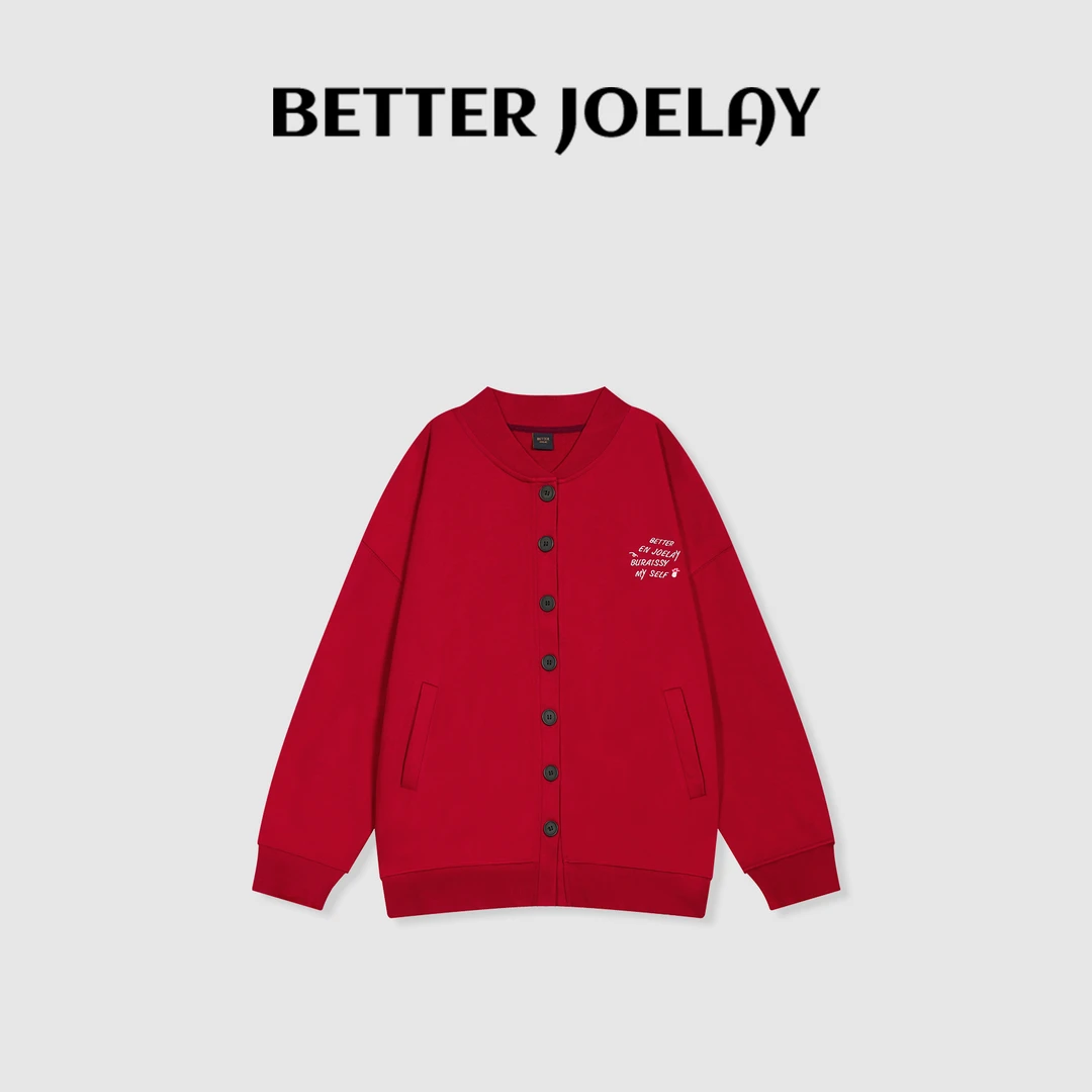 BETTERJOELAY-【三只蓝精灵】时尚百搭棒球领外套潮流简约款KH1333