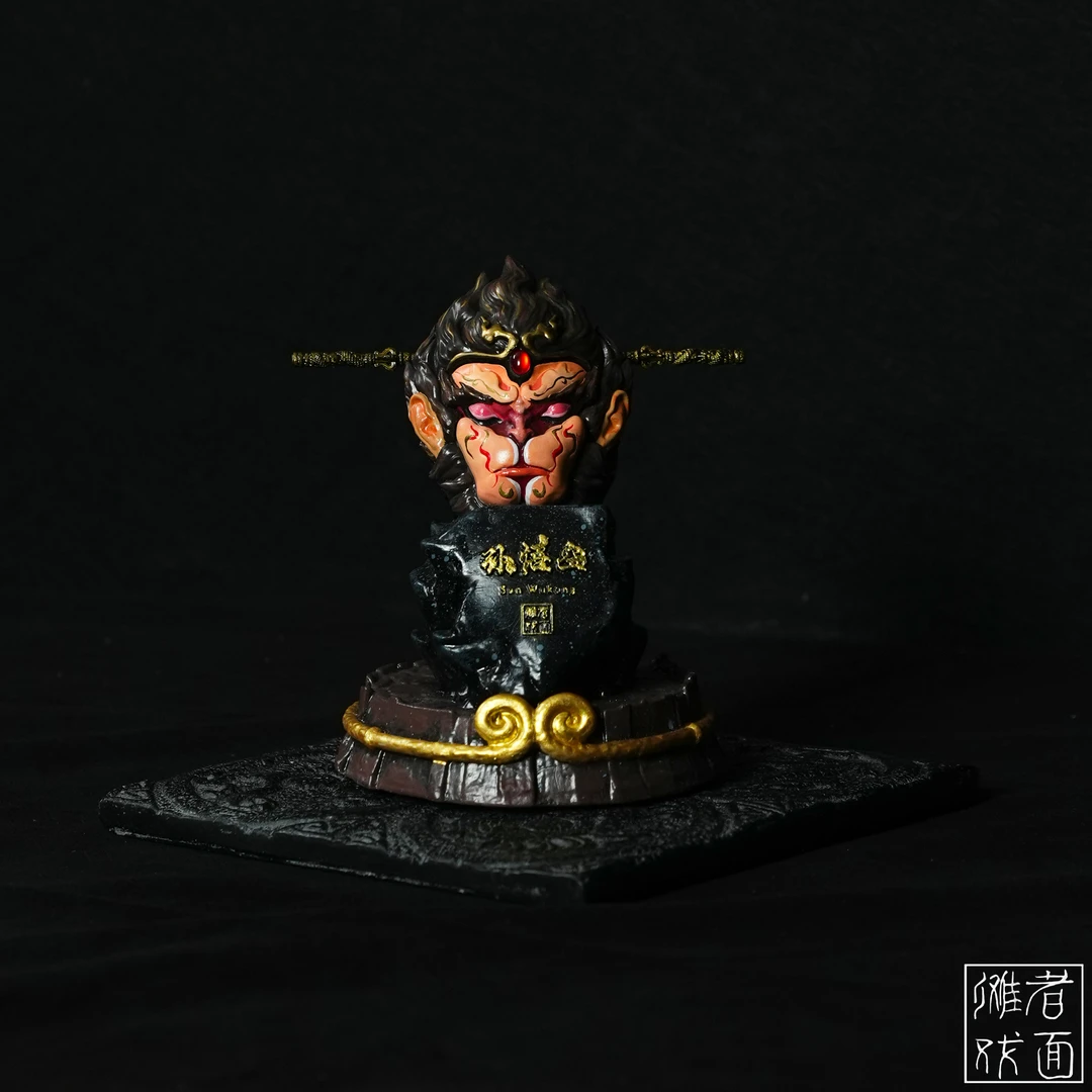 【孙悟空】齐天大圣傩戏面具可换脸手绘摆件桌面装饰98mm