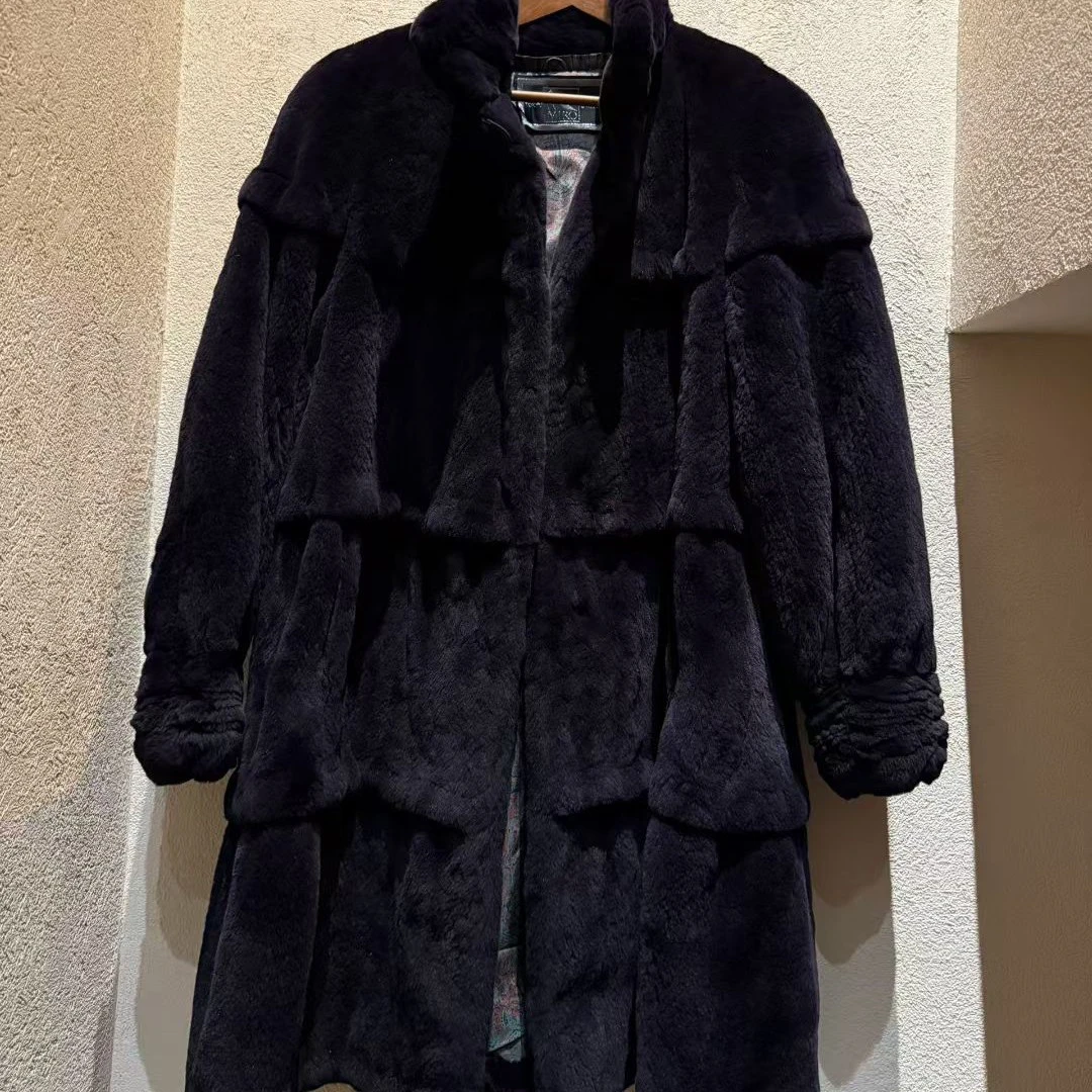 深色小立领毛毛外套