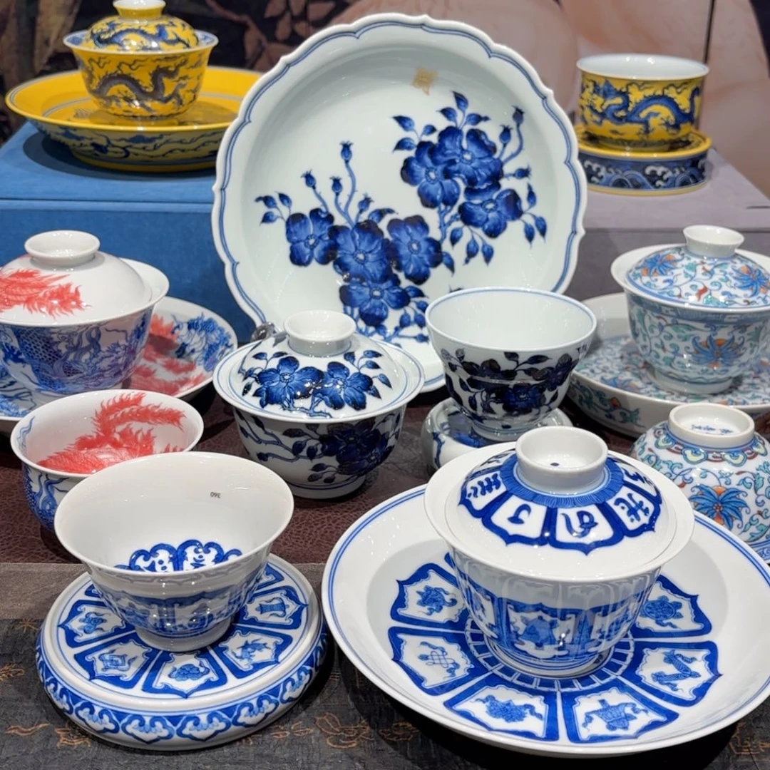 瓷片双*棍手工手绘陶瓷茶具