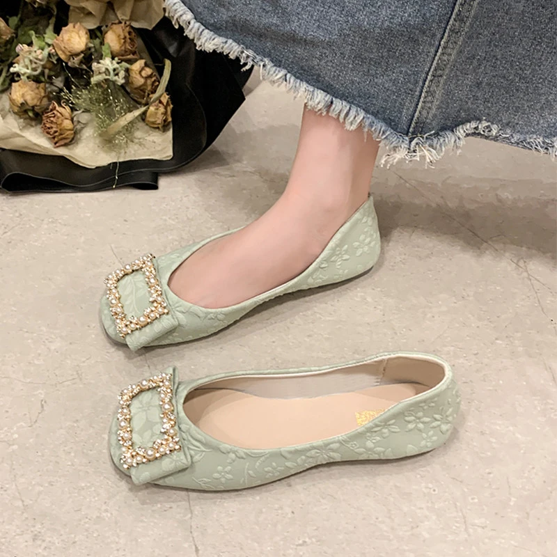 女小香风2025年新款春季仙女温柔百搭鞋晚晚风精致方头豆豆鞋女人