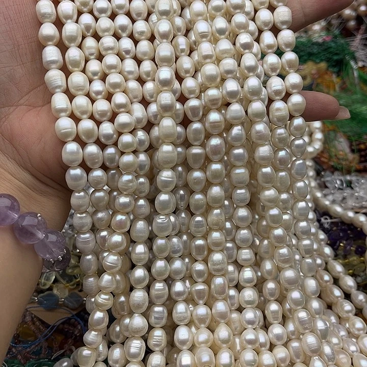 玛瑙/玉髓未镶嵌珠宝半成品一条8mm米珠珍珠