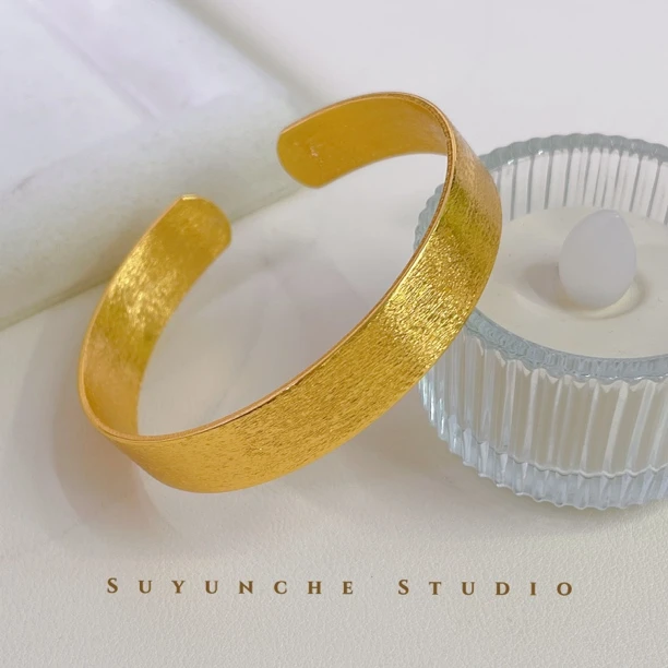 铜合金手镯 Suyunche2553古法时尚磨砂质感百搭气质开口手镯