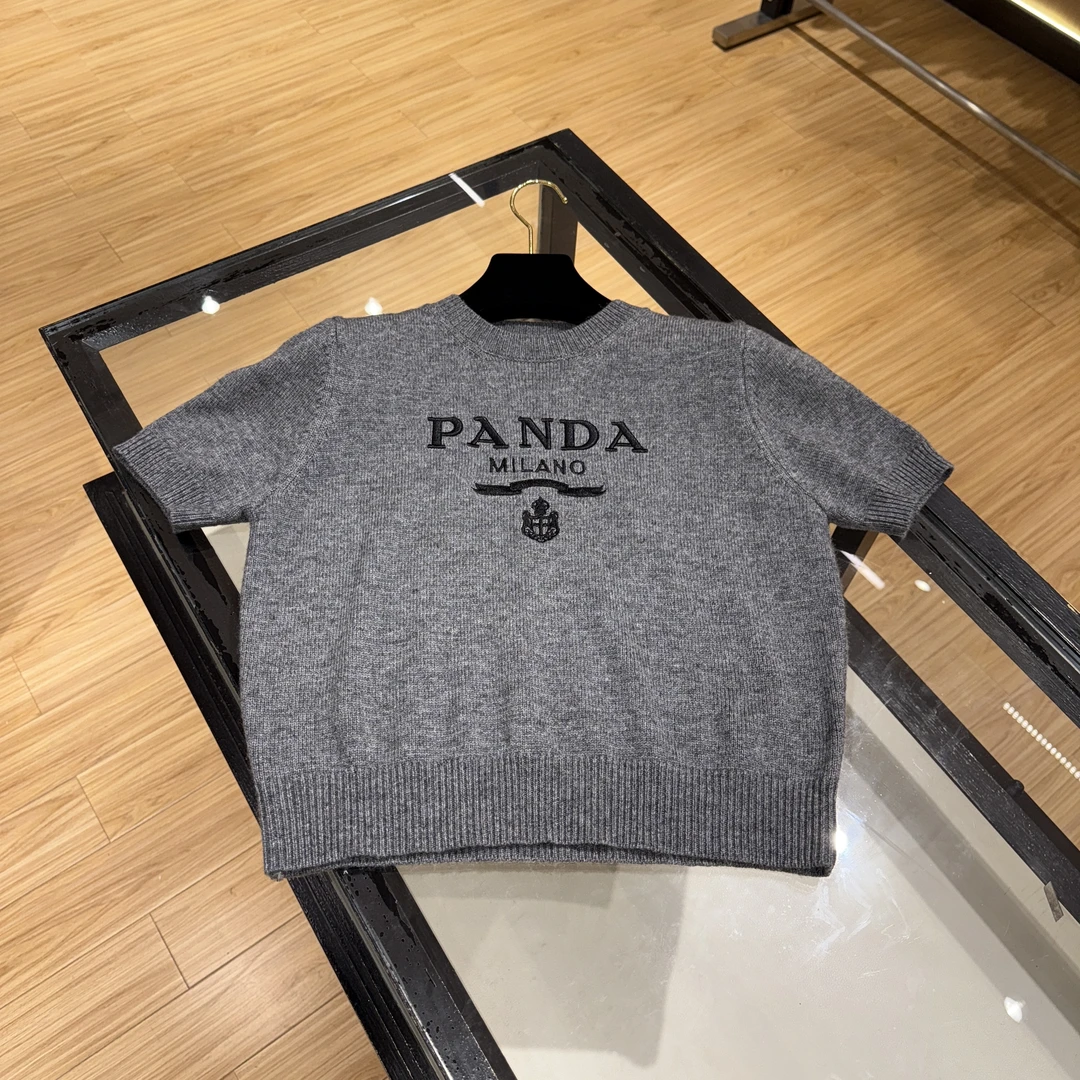 【180】【灰色刺绣短袖】春夏新款针织短袖