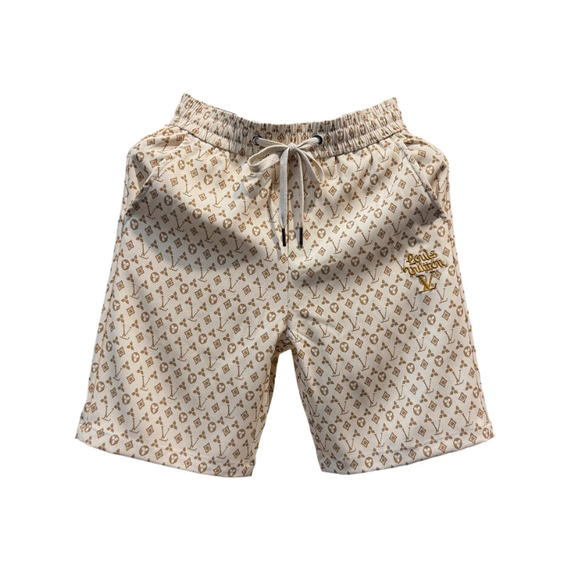 克里斯欧货轻奢刺绣休闲短裤男士新款夏季潮牌修身男士沙滩五分裤