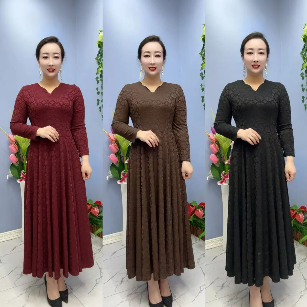 6062款气质洋气时尚女士提花连衣裙