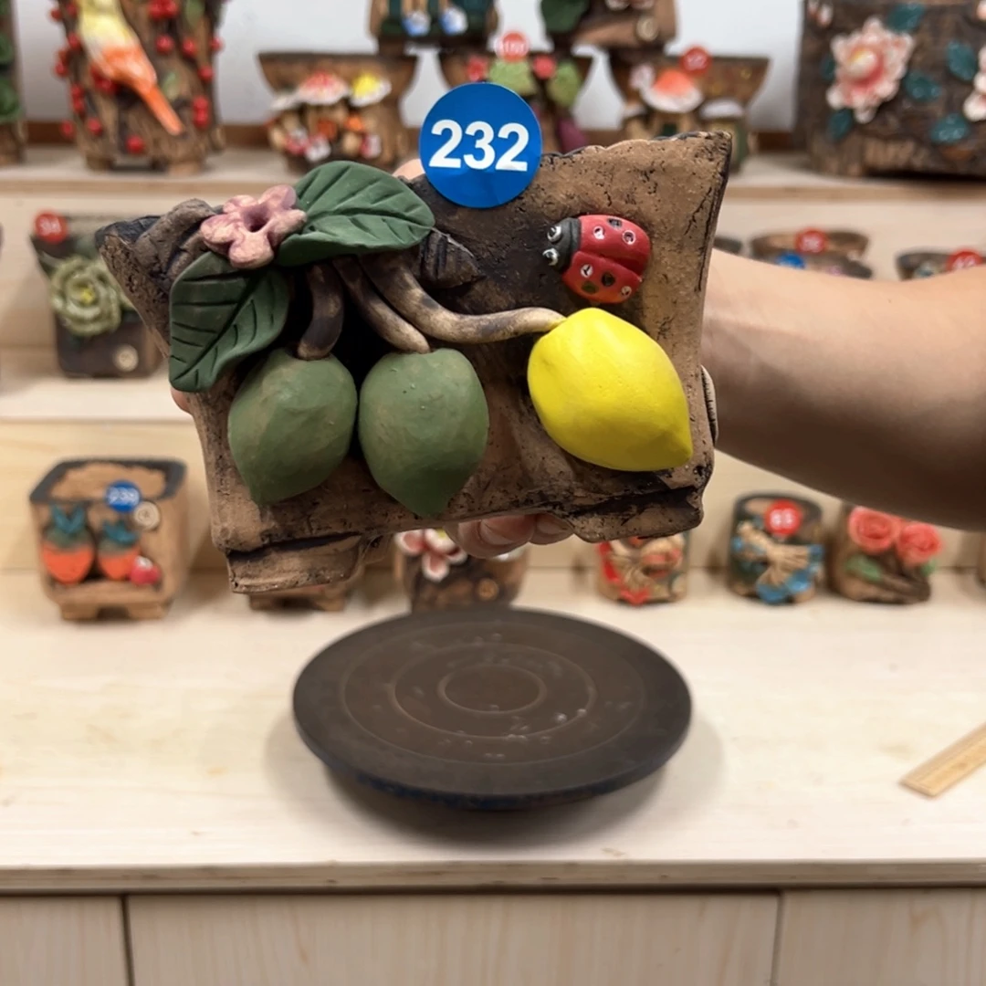 紫砂花盆232号内口12×8外高9