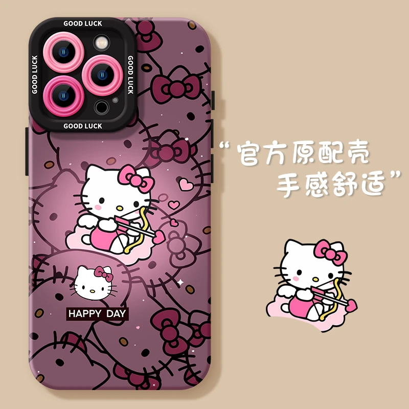 黑皮kitty适用苹果16pro手机壳iPhone13小众14pro硅胶软壳