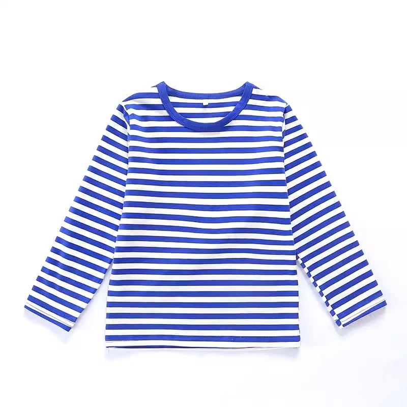 宝宝T恤男童螺纹条纹宽松型学生中大童休闲长袖圆领女童B类儿童