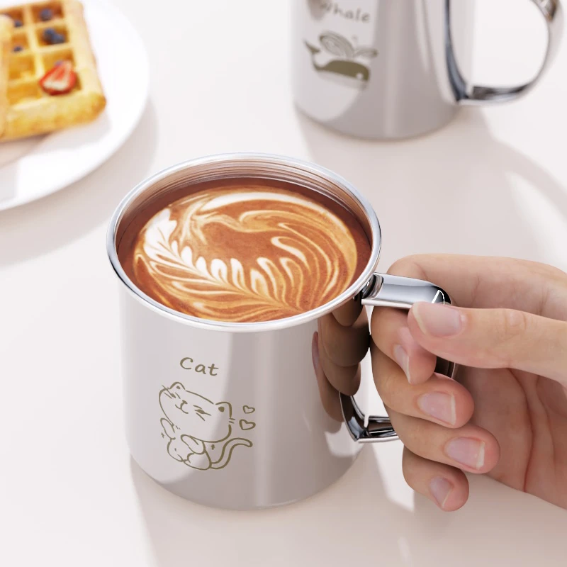 316不锈钢杯子家用牛奶杯口杯创意儿童卡通水杯户外用防摔小茶杯